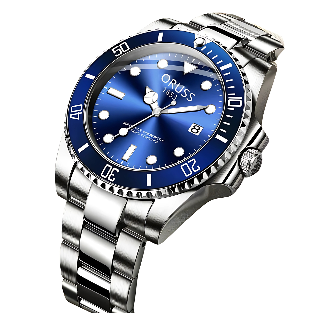 Reloj de Hombre Diamond Plateado/azul "Oruss"