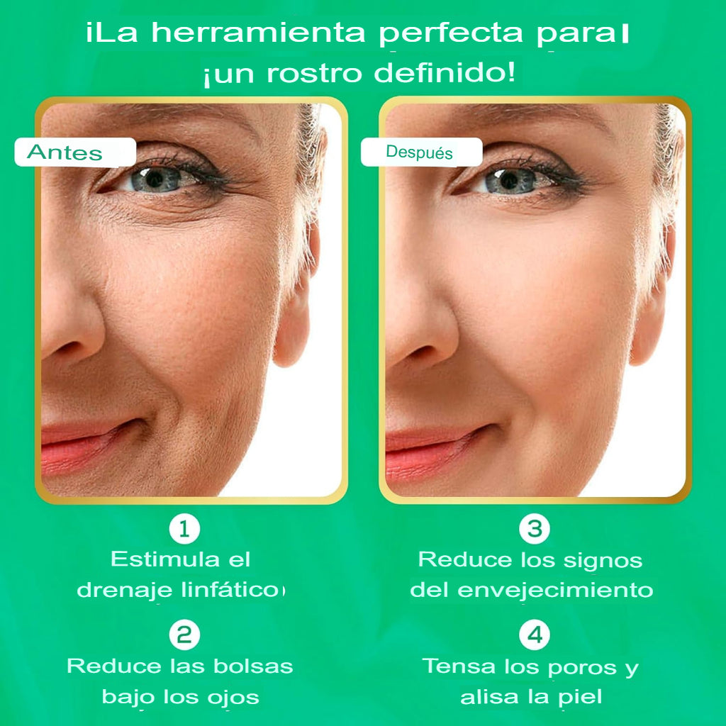 Rodillo Masajeador Facial de Piedra de Jade Terapia de Masaje Antiarrugas Pague 1 y Reciba 2