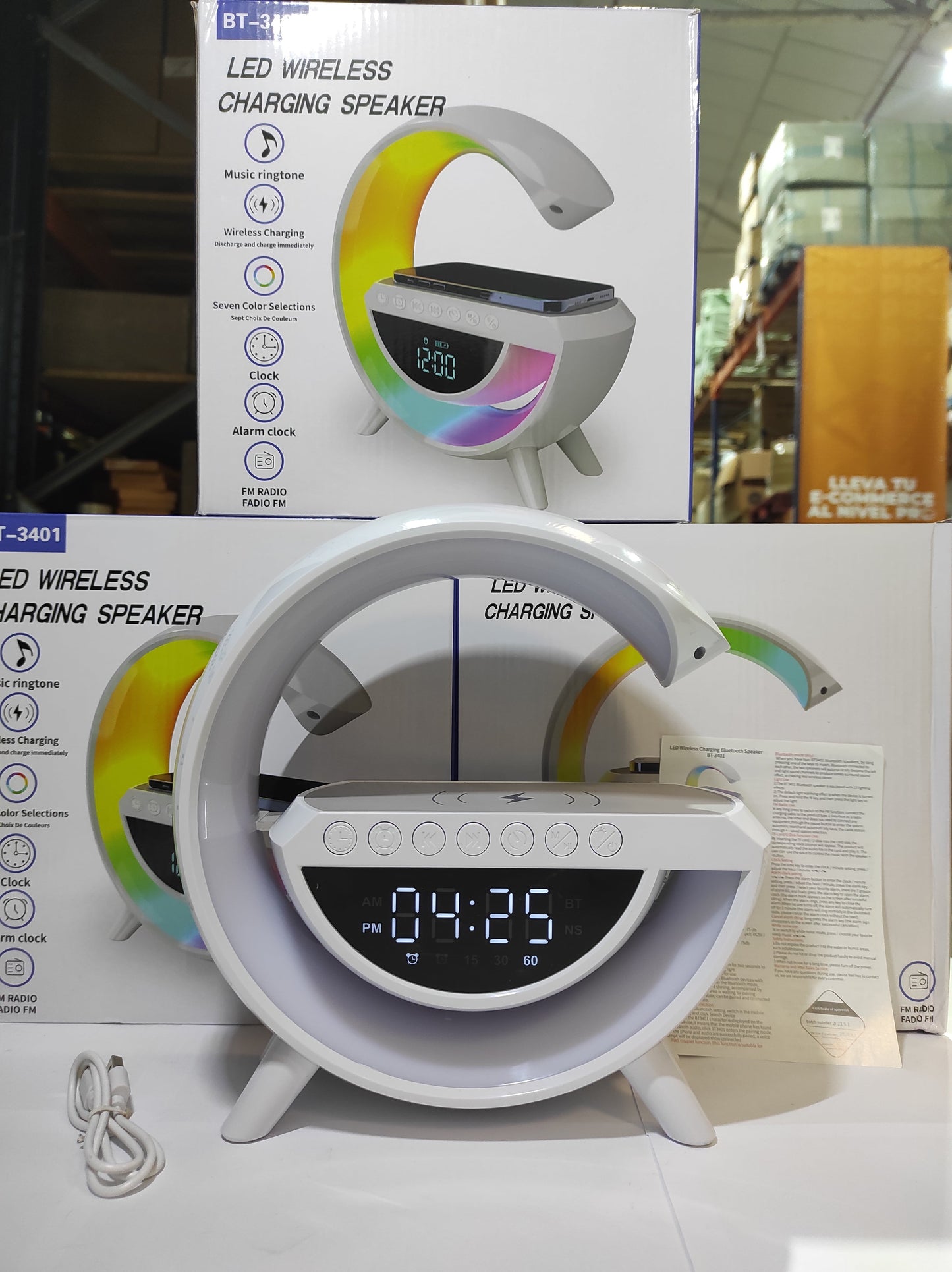 Lámpara Inteligente con Altavoz, Despertador y Cargador Wireless+ Auriculares Gratis