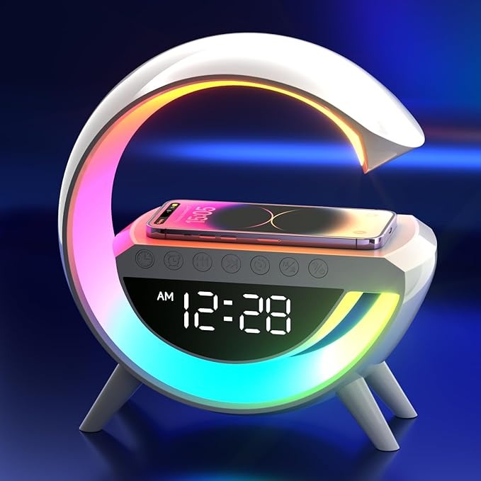 Lámpara Inteligente con Altavoz, Despertador y Cargador Wireless+ Auriculares Gratis