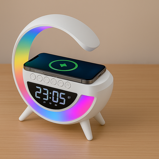 Lámpara Inteligente con Altavoz, Despertador y Cargador Wireless