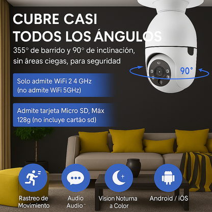 Cámara de Seguridad Inalámbrica Adaptador Bombilla/ Compra 1 y llévate 2