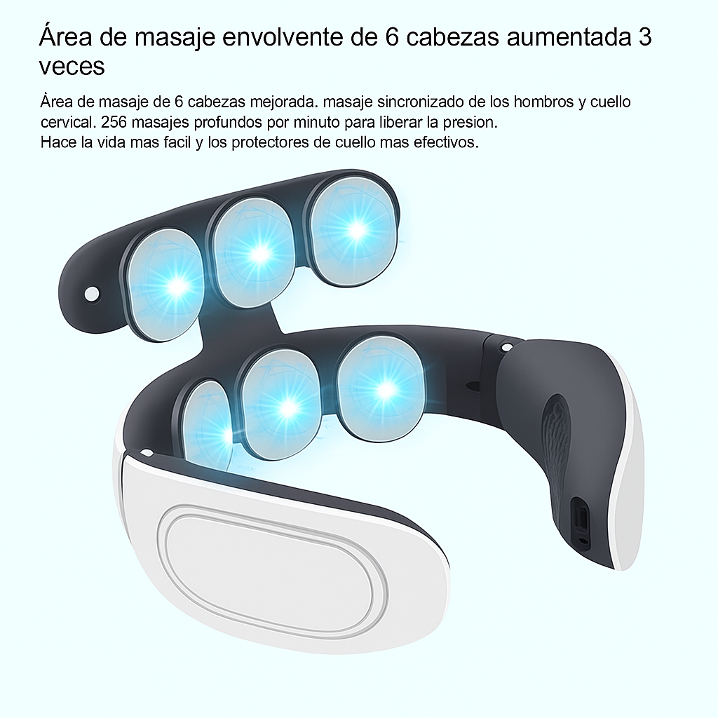 Masajeador térmico de columna cervical con 6 cabezales de masaje