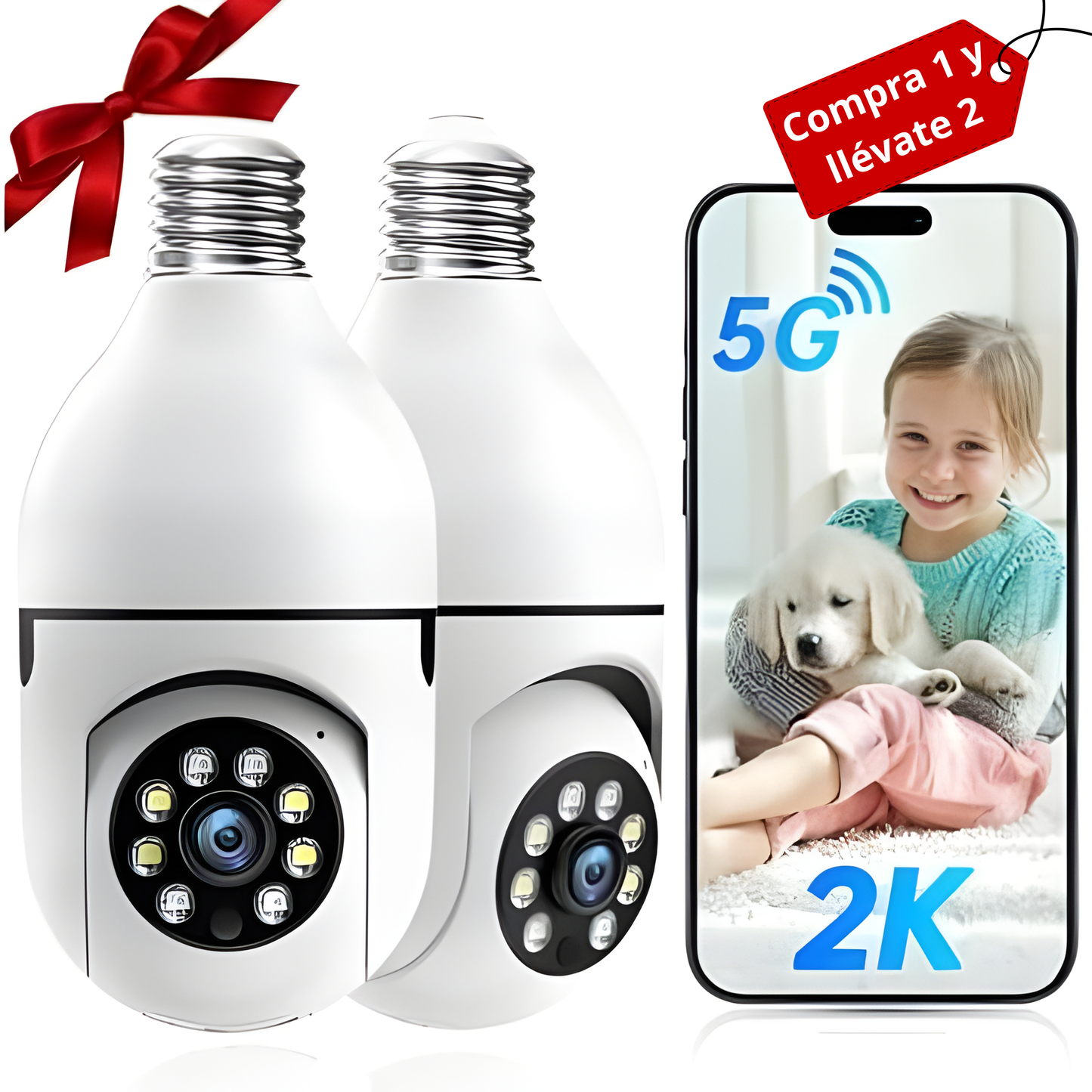 Cámara de Seguridad Inalámbrica Adaptador Bombilla/ Compra 1 y llévate 2