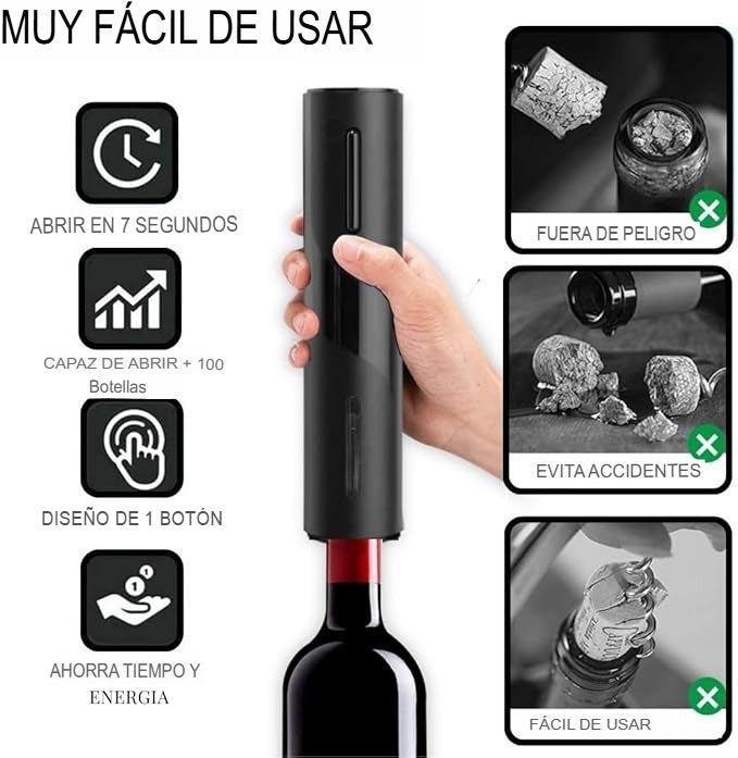 Sacacorchos Eléctrico + Abridor de Vino. 🍷