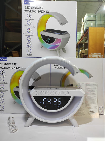 Lámpara Inteligente con Altavoz, Despertador y Cargador Wireless+ Auriculares Gratis