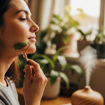 Rodillo Masajeador Facial de Piedra de Jade Terapia de Masaje Antiarrugas Pague 1 y Reciba 2