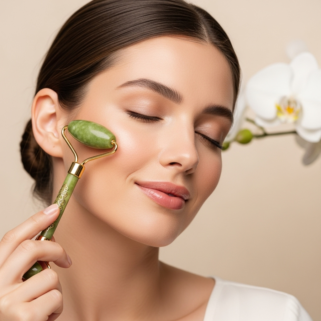 Rodillo Masajeador Facial de Piedra de Jade Terapia de Masaje Antiarrugas Pague 1 y Reciba 2