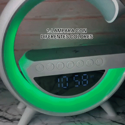 Lámpara Inteligente con Altavoz, Despertador y Cargador Wireless+ Auriculares Gratis